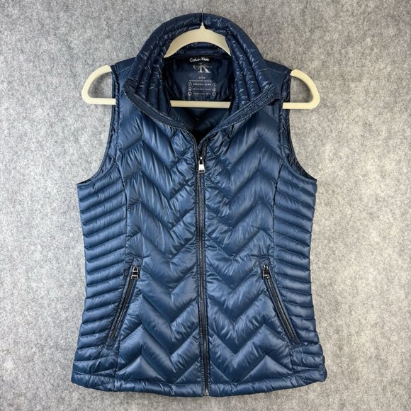 Calvin Klein‎ Packable Puffer Vest Women’s S Blue Down Filled Gorpcore Preppy - Picture 2 of 10